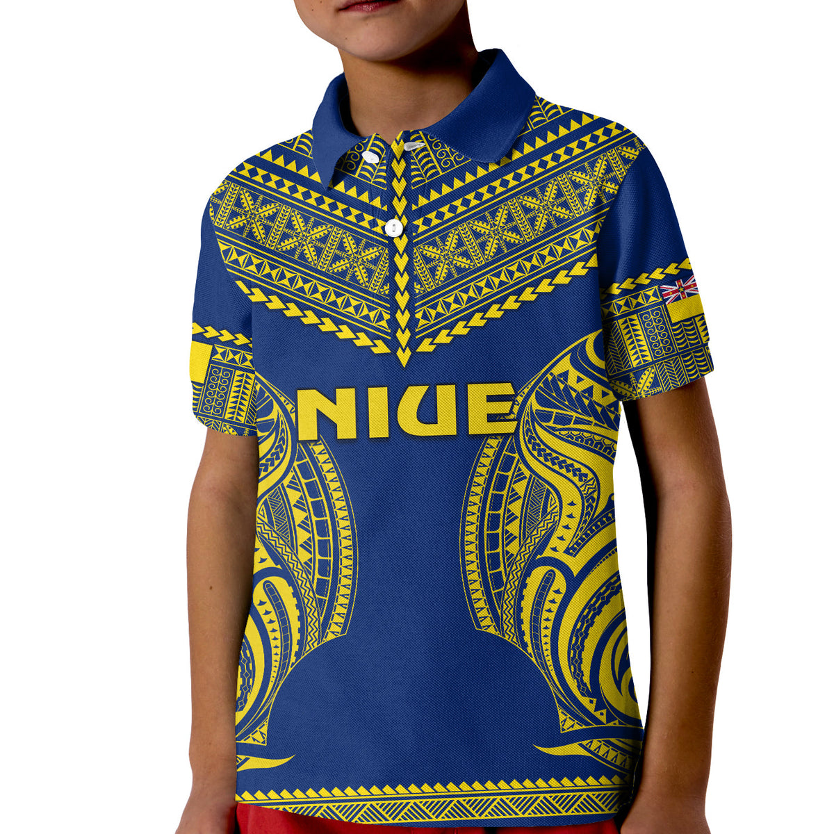 Custom Niue Polo Shirt Hiapo Mix Polynesian Happy Constitution Day LT14 - Polynesian Pride