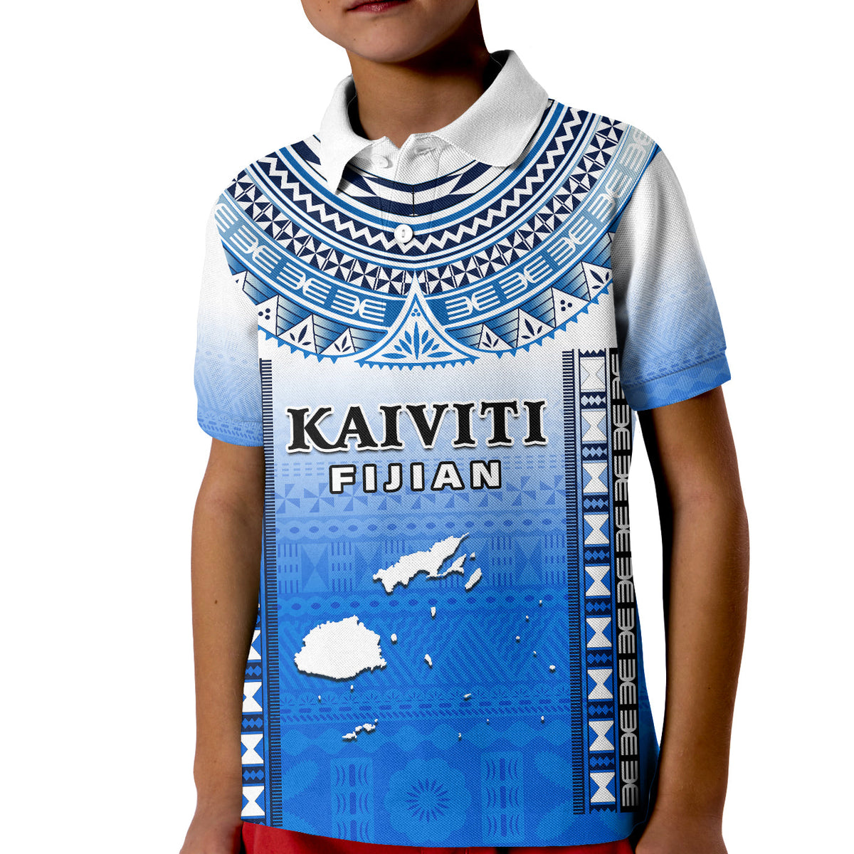 Personalised Fiji Polo Shirt KID Kaiviti Fijian Special Tapa Pattern LT14 - Polynesian Pride