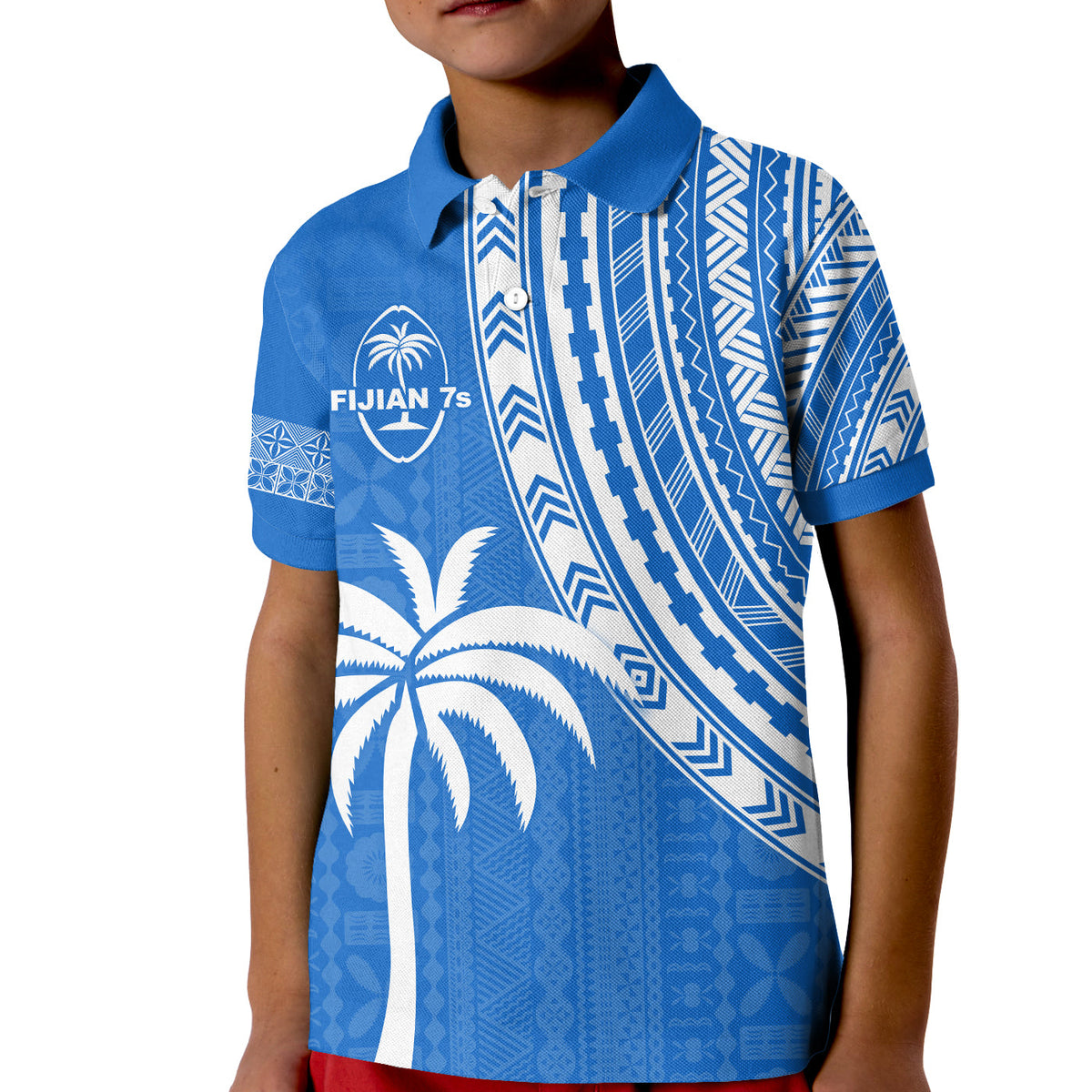 (Custom Text and Number) Fiji Rugby Sevens Polo Shirt Fijian 7s Tapa Polynesian Blue Ver.01 LT13 - Polynesian Pride