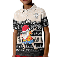 Hawaii Mele Kalikimaka Polo Shirt KID Dabbing Santa Black Merry Christmas LT14 Kid Black - Polynesian Pride