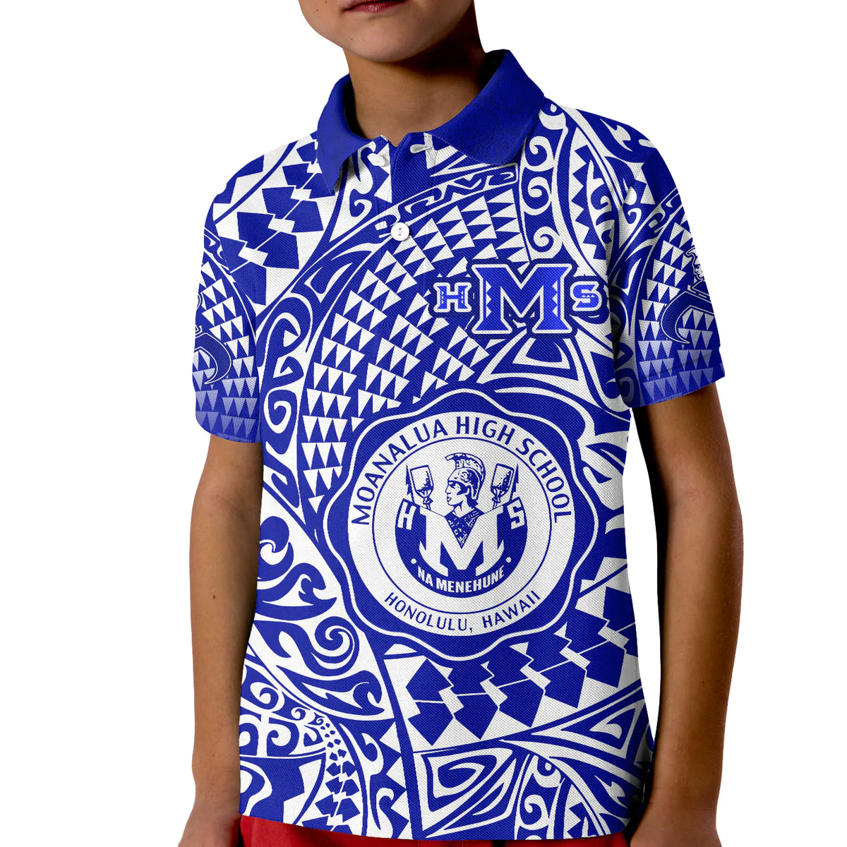 Hawaii Polo Shirt Moanalua High School Tribal Kakau LT14 - Polynesian Pride