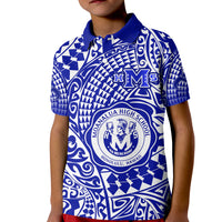 Hawaii Polo Shirt KID Moanalua High School Tribal Kakau LT14 Kid Blue - Polynesian Pride