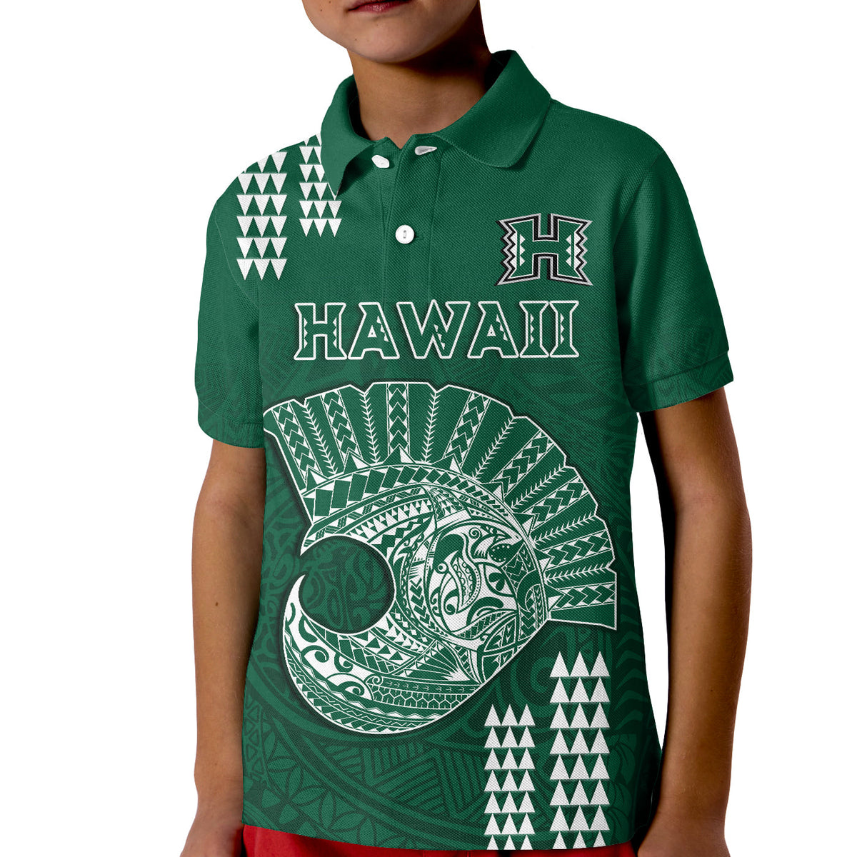 Hawaii Football Polo Shirt Kakau Rainbow Warriors Helmet LT14 - Polynesian Pride