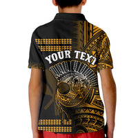 (Custom Personalised) Hawaii Polo Shirt KID Kakau Warrior Helmet Gradient Gold Polynesian LT14 - Polynesian Pride