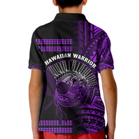 Hawaii Polo Shirt KID Kakau Warrior Helmet Gradient Purple Polynesian LT14 - Polynesian Pride