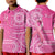 (Custom Personalised) Tonga Breast Cancer Polo Shirt KID Tongan Ngatu Pattern No One Fights Alone LT14 Kid Pink - Polynesian Pride