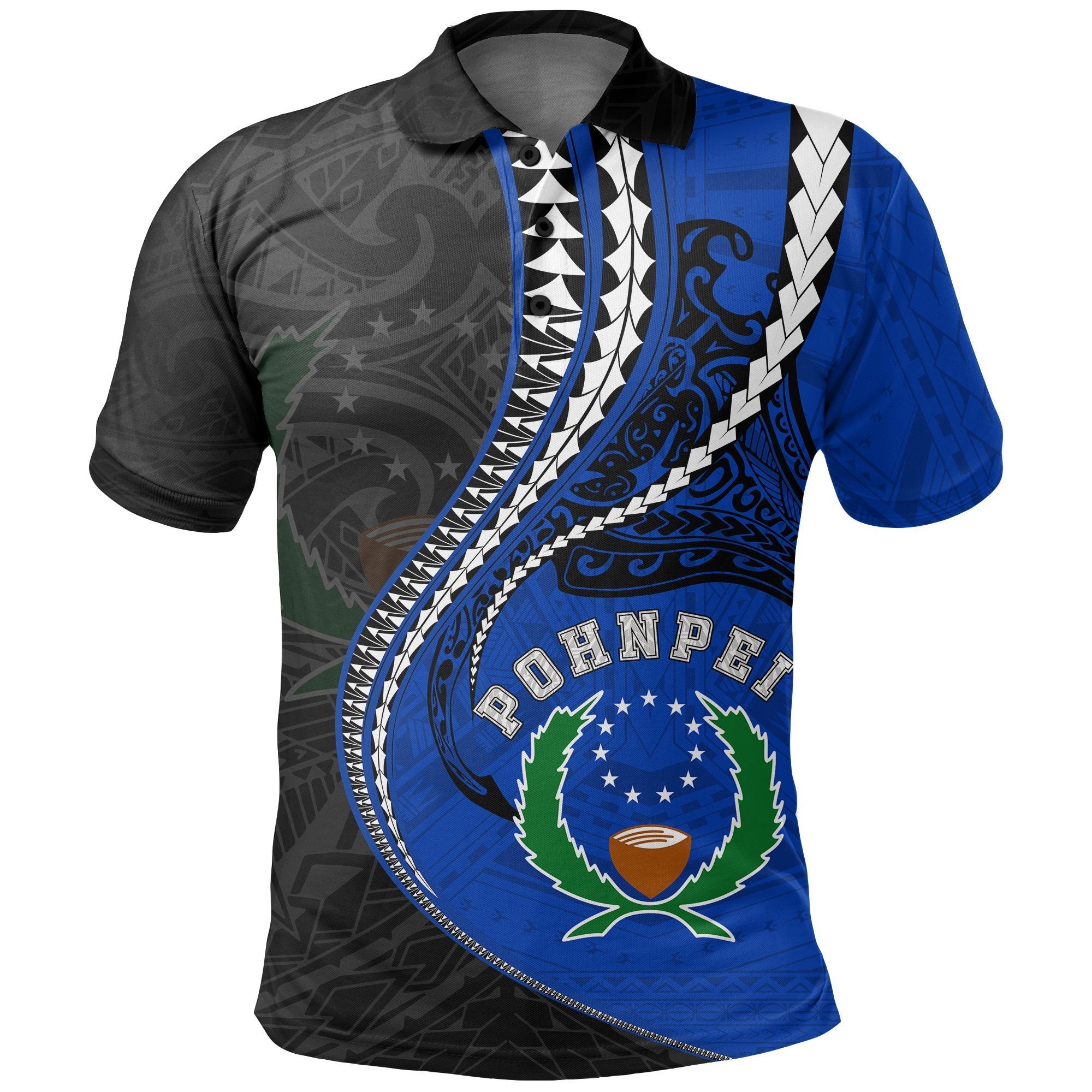 Pohnpei Polo Shirt Pohnpei Flag Kanaloa Tatau Unisex Blue - Polynesian Pride