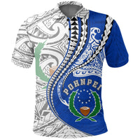 Pohnpei Polo Shirt Pohnpei Flag Kanaloa Tatau (White) Unisex White - Polynesian Pride