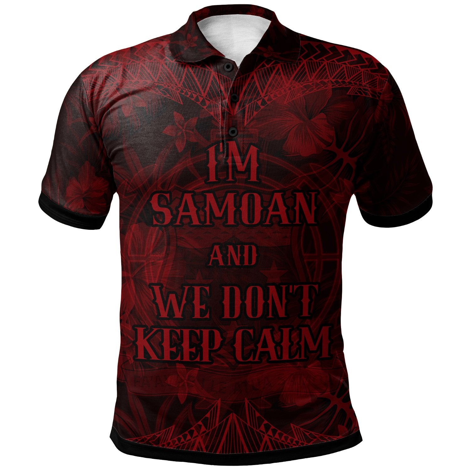 Samoa Polo Shirt Keep Calm Style Red Patterns Unisex Red - Polynesian Pride