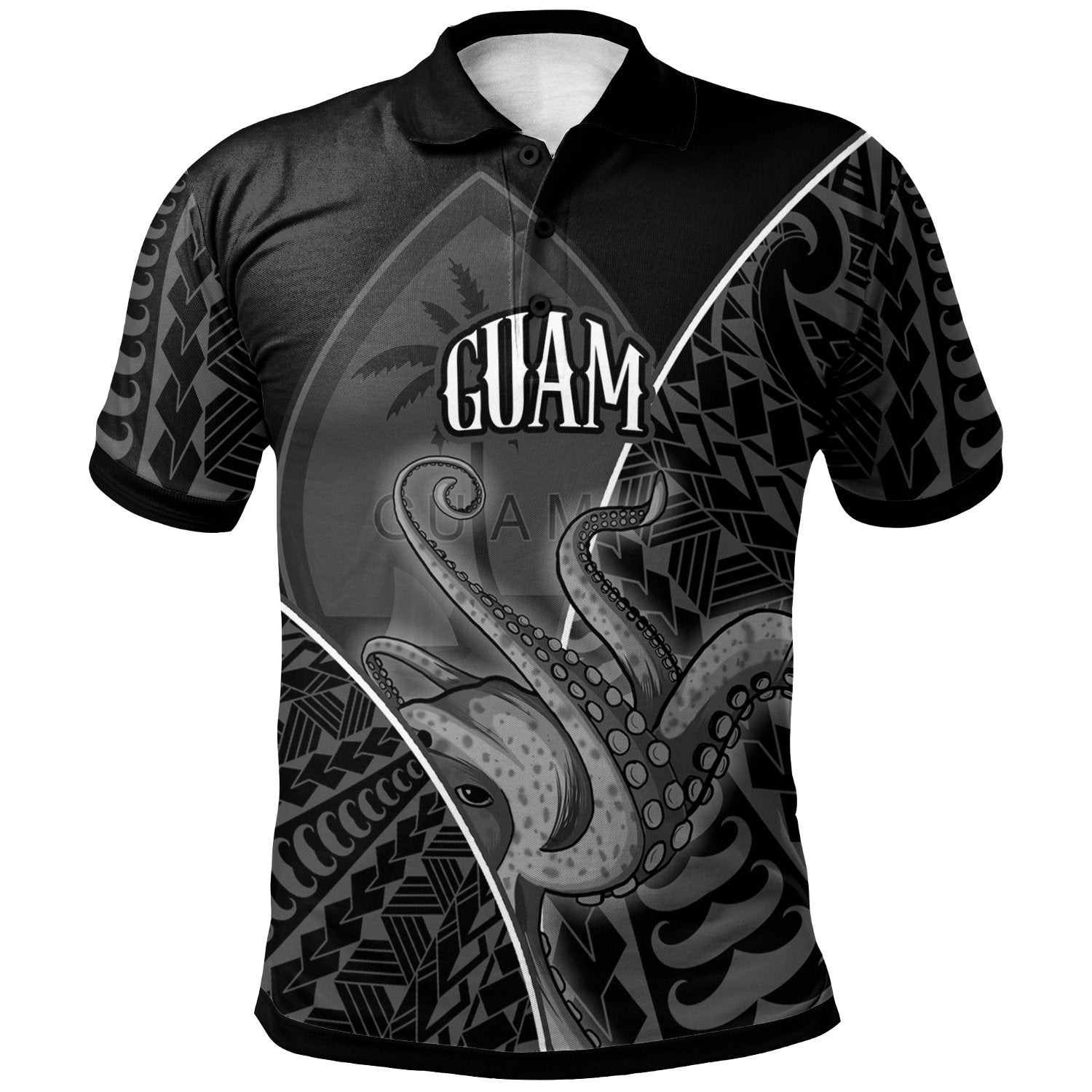 Guam Polo Shirt Octopus Style White Color Unisex White - Polynesian Pride