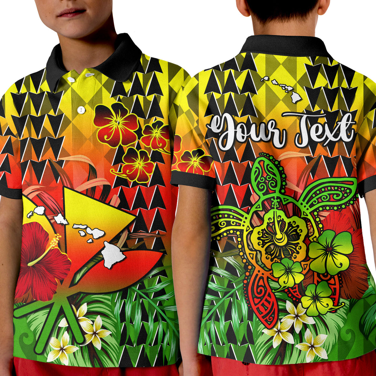 Custom Hawaii Flowers Polo Shirt Color Tribal Pattern Hawaiian LT13 - Polynesian Pride