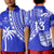 (Custom Text and Number) Fiji Rugby Sevens Polo Shirt KID Fijian 7s Tapa Polynesian Blue Ver.02 LT13 Kid Blue - Polynesian Pride