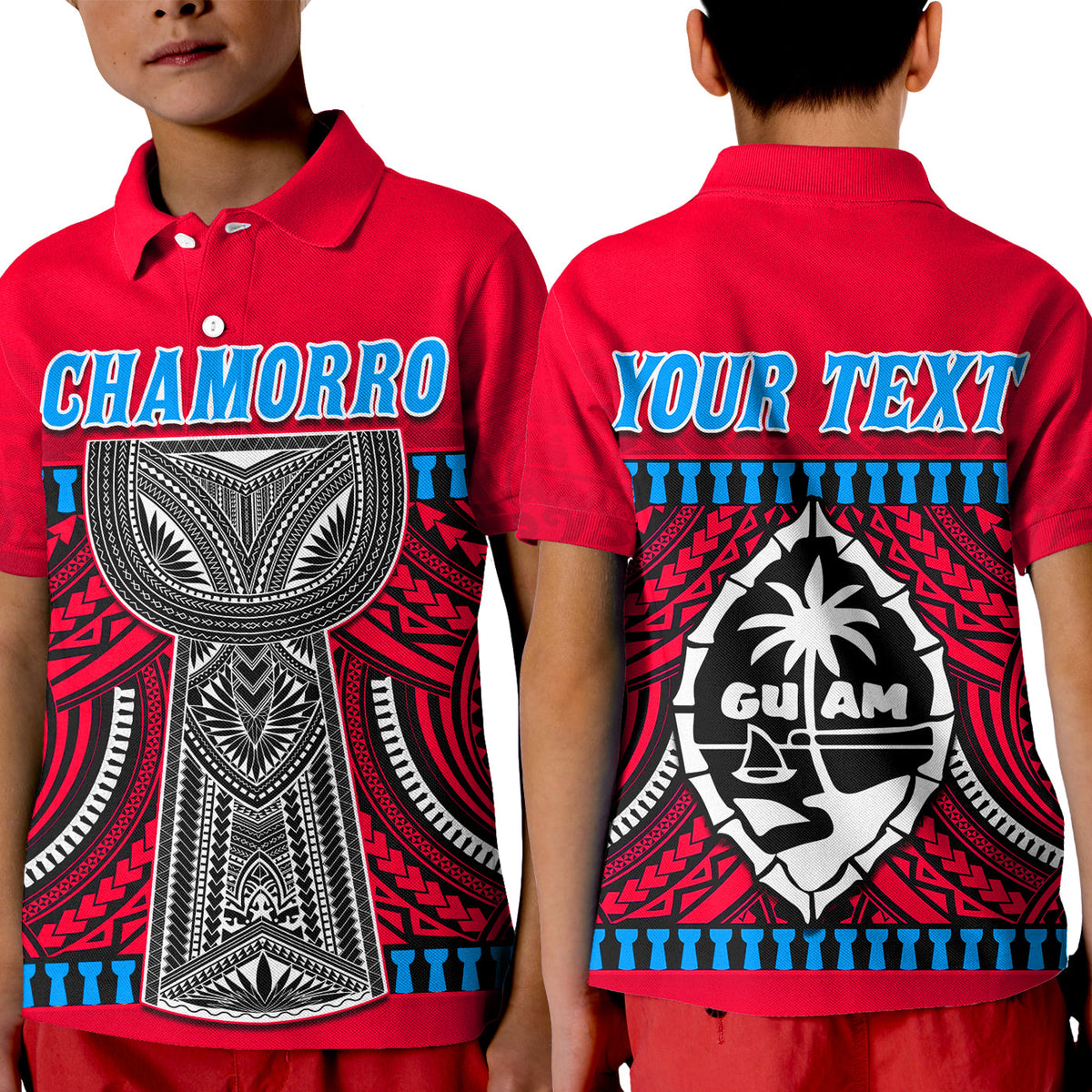 Custom Guam Chamorro Polo Shirt Latte Stone Red Polynesian Haligi LT13 - Polynesian Pride