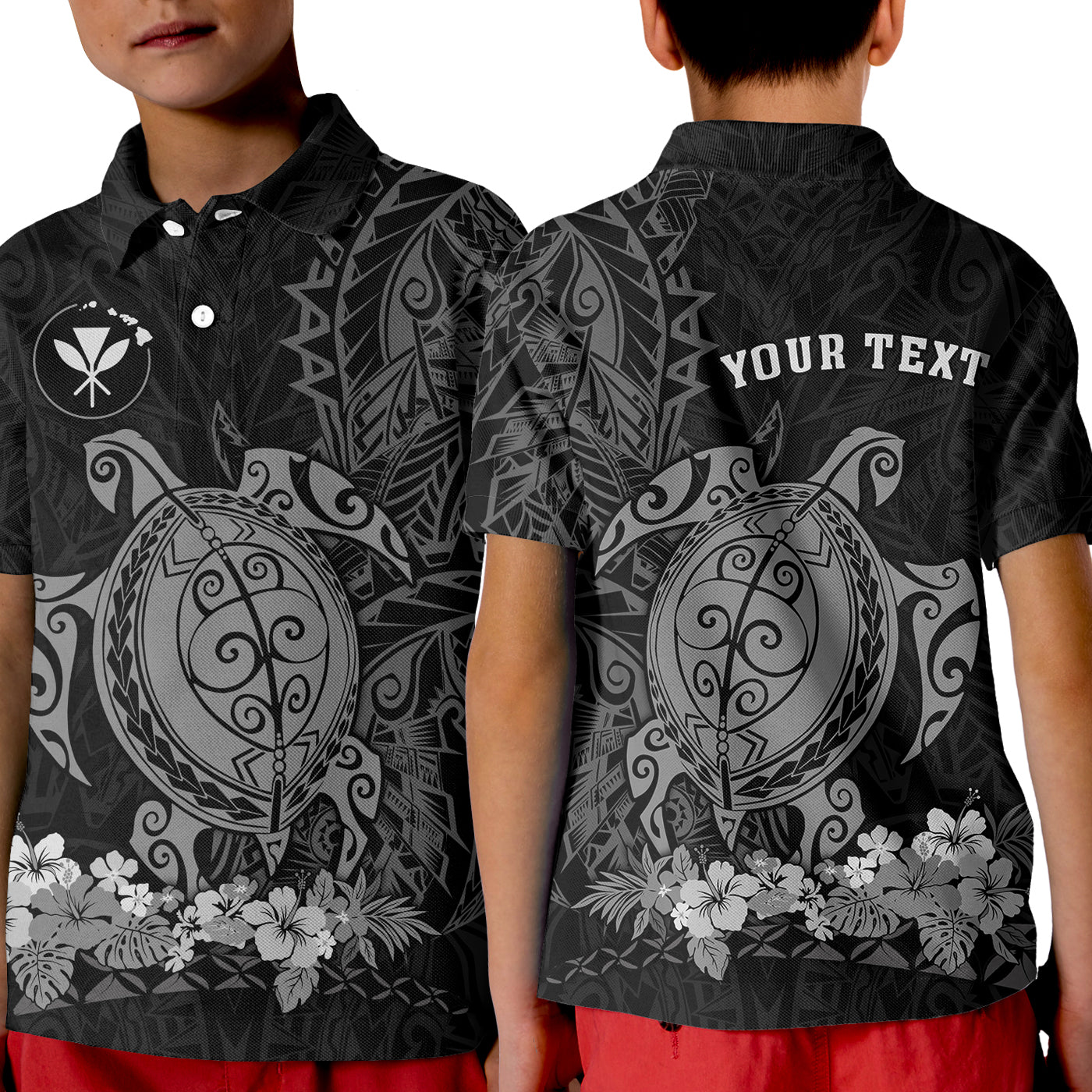 (Custom Personalised) Hawaii Polynesian Polo Shirt KID Gray Sea Turtles Hawaiian LT13 Unisex Gray - Polynesian Pride