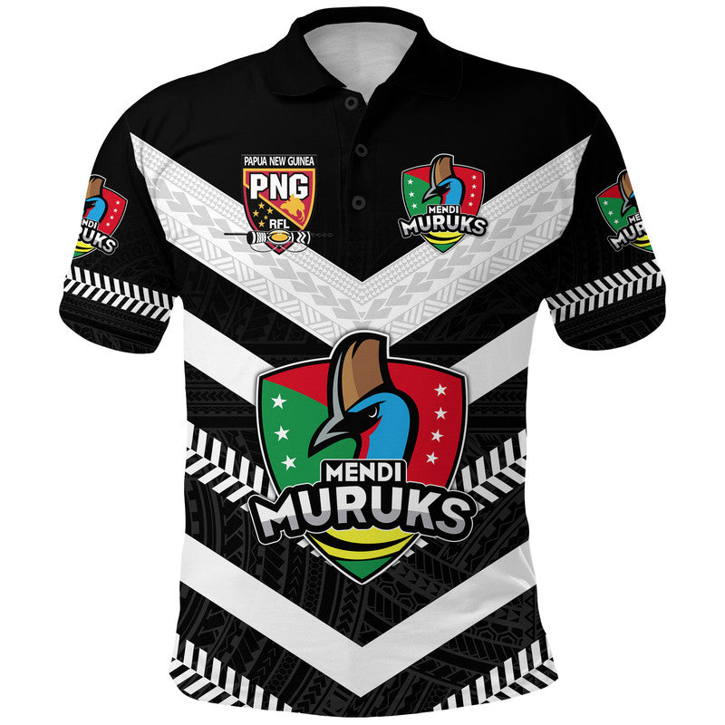 Papua New Guinea PRK Mendi Muruks Polo Shirt Rugby Polynesian Black NO.1 LT8 Black - Polynesian Pride