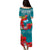 (Custom Personalised) Guam Chamorro Puletasi Dress Guaman Latte Stone Tropical Flowers Turquoise Version LT14 - Polynesian Pride