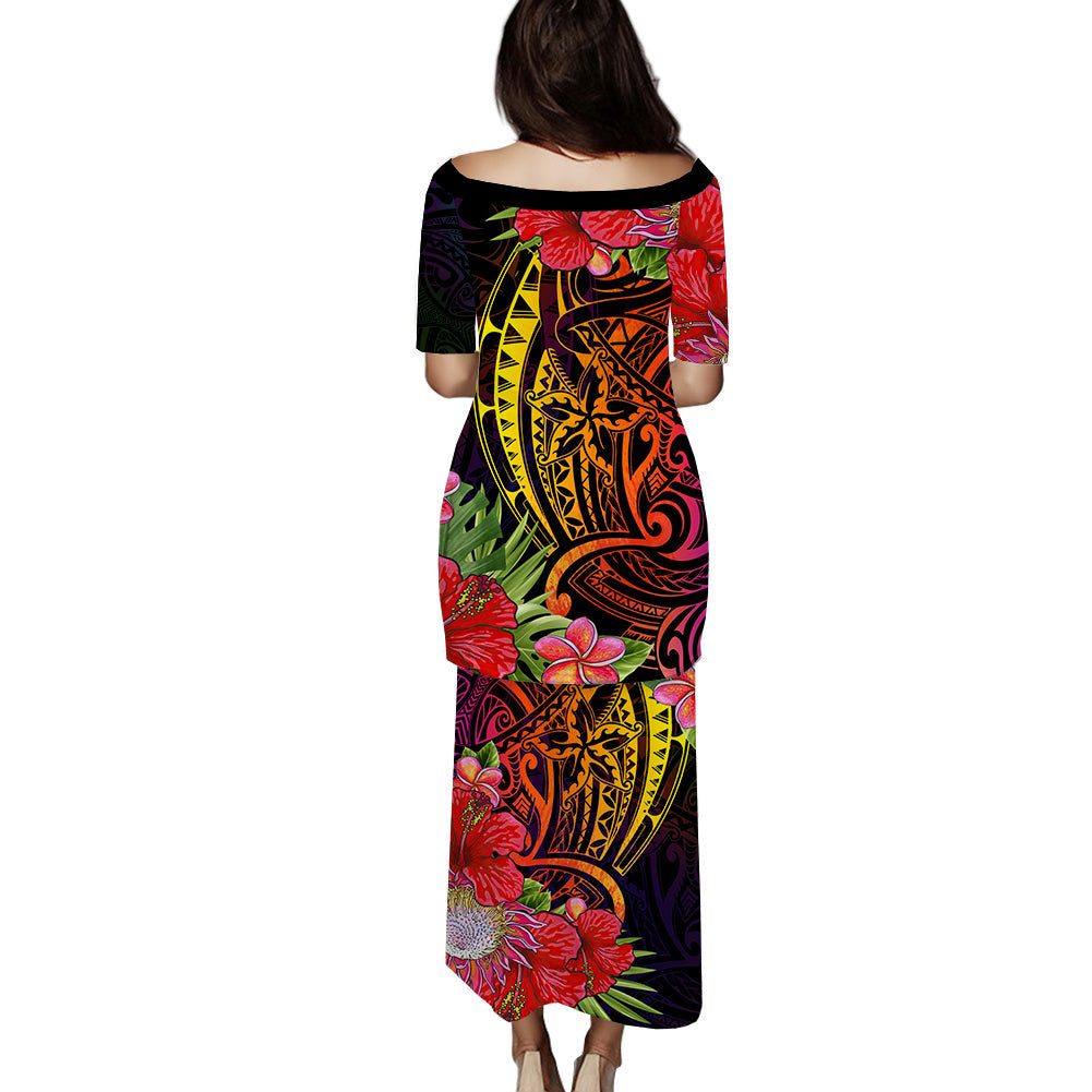 New Caledonia Puletasi Dress Tropical Hippie Style LT14 - Polynesian Pride