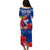 (Custom Personalised) Guam Chamorro Puletasi Dress Guaman Latte Stone Tropical Flowers Blue Version LT14 - Polynesian Pride