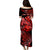 (Custom Personalised) Hawaii Monk Seal Puletasi Dress Kakau With Kanaka Red LT14 - Polynesian Pride