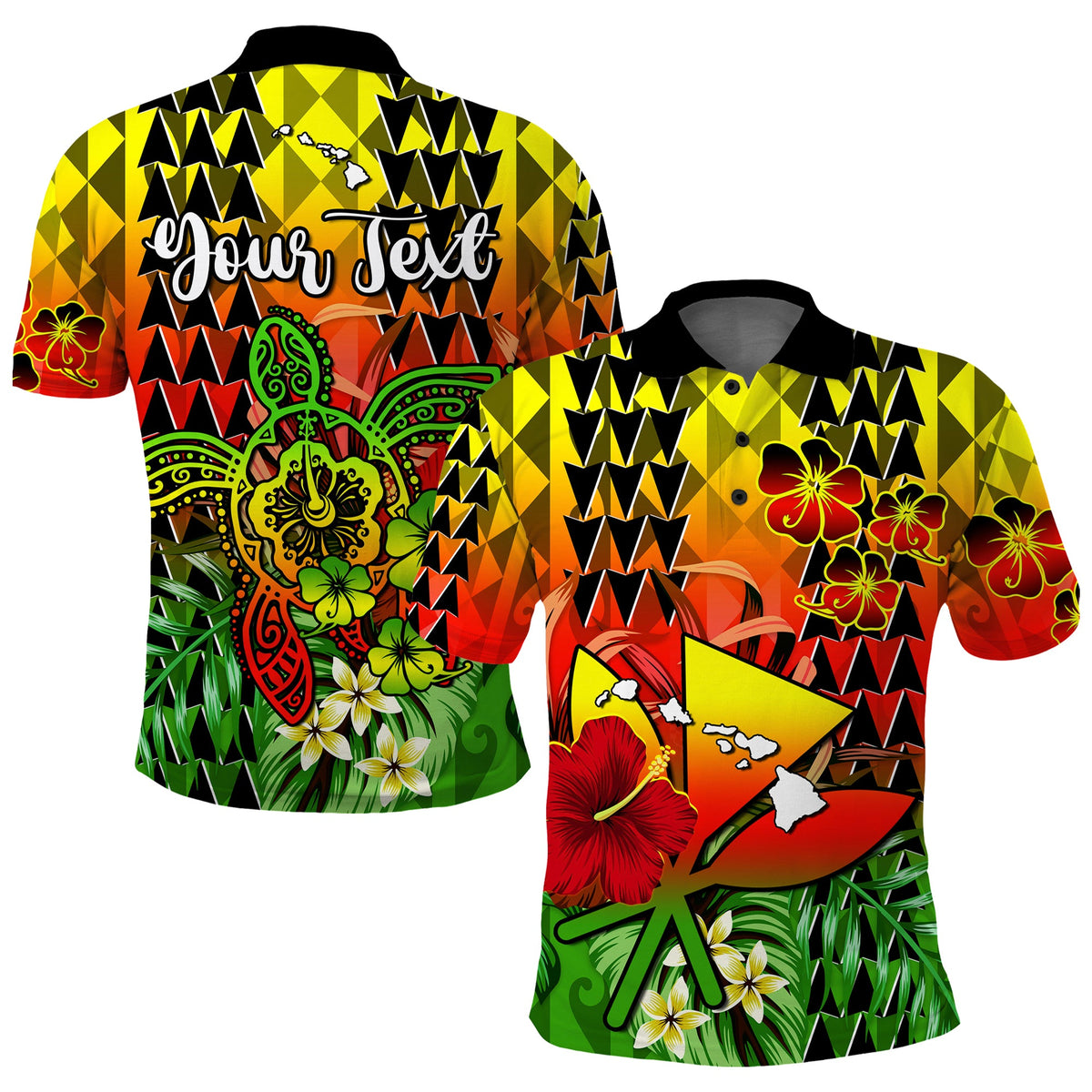 Custom Hawaii Flowers Polo Shirt Color Tribal Pattern Hawaiian LT13 Reggae - Polynesian Pride