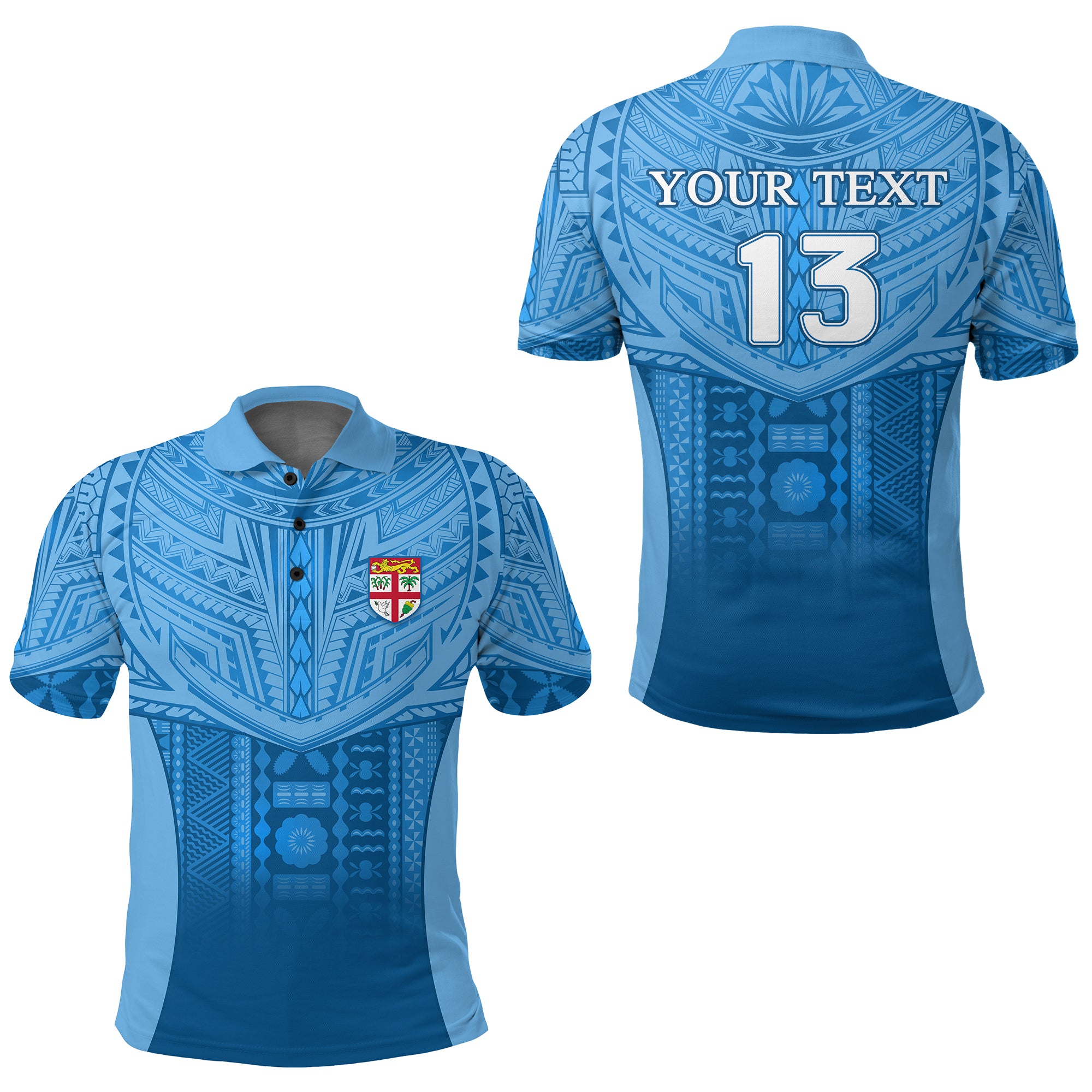 Custom Fiji Faithful Polo Shirt Version Blue Custom Text and Number LT13 Unisex Blue - Polynesian Pride