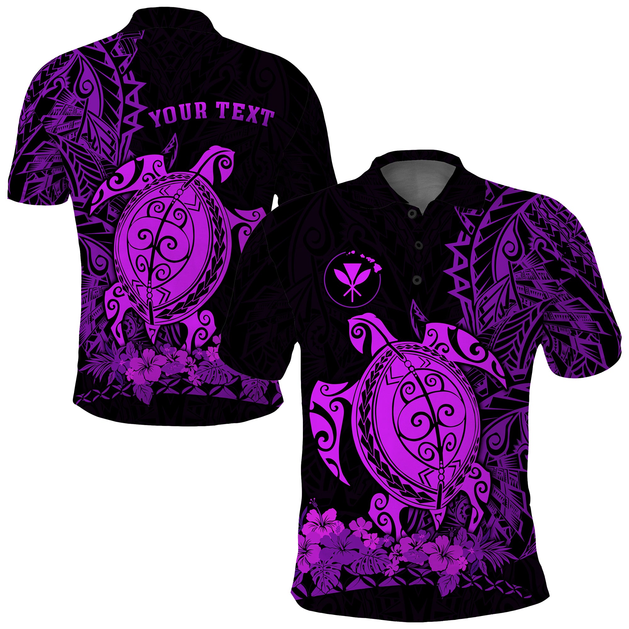 Custom Hawaii Polynesian Polo Shirt Purple Sea Turtles Hawaiian LT13 Unisex Purple - Polynesian Pride