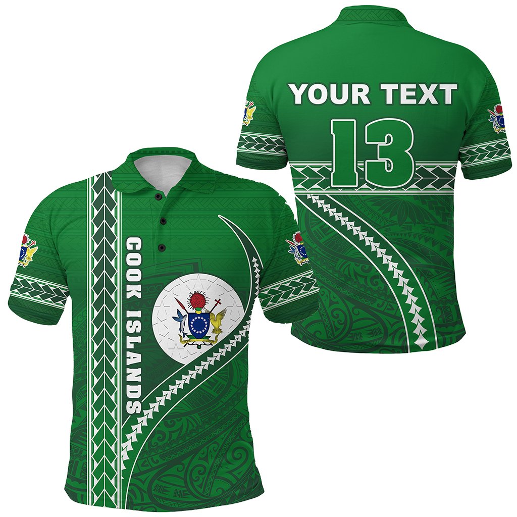 Custom Cook Islands Rugby Polo Shirt Simple Style Green Custom Text and Number Unisex Green - Polynesian Pride