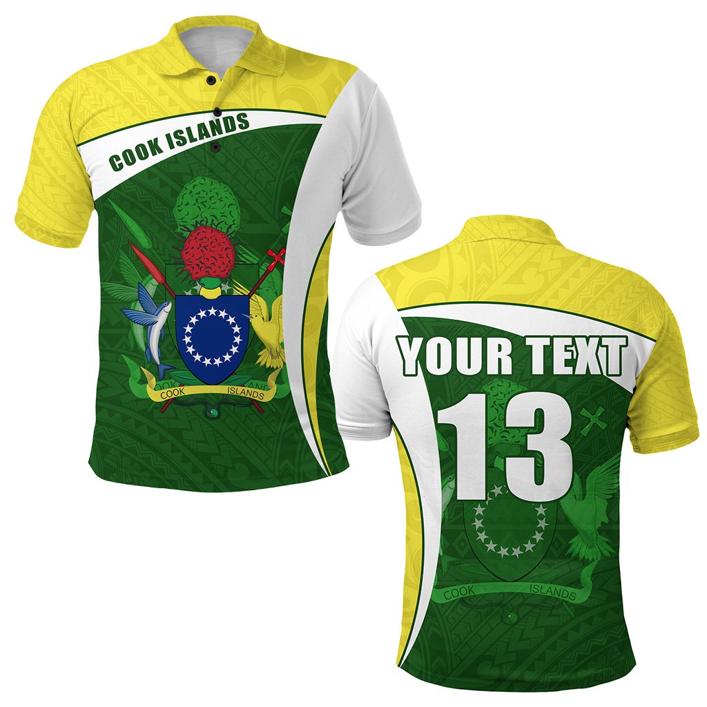 Custom Cook Islands Rugby Polo Shirt Fresh Lifestyle Custom Text and Number Unisex Green - Polynesian Pride