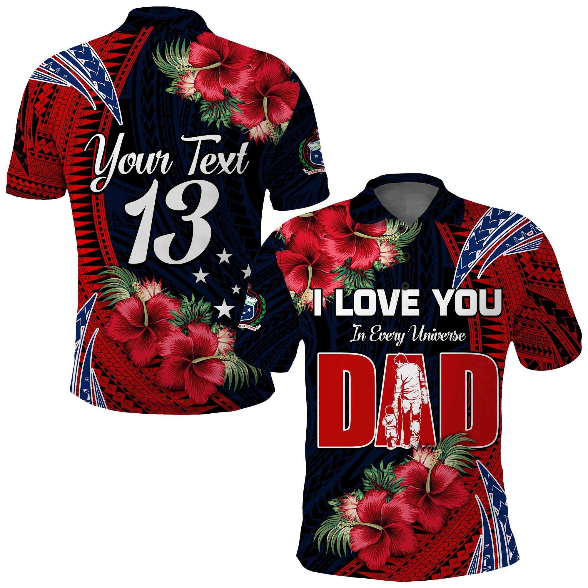 (Custom Text and Number) Samoa Fathers Day Polo Shirt Polynesian Best Dad Ever LT13 Red - Polynesian Pride