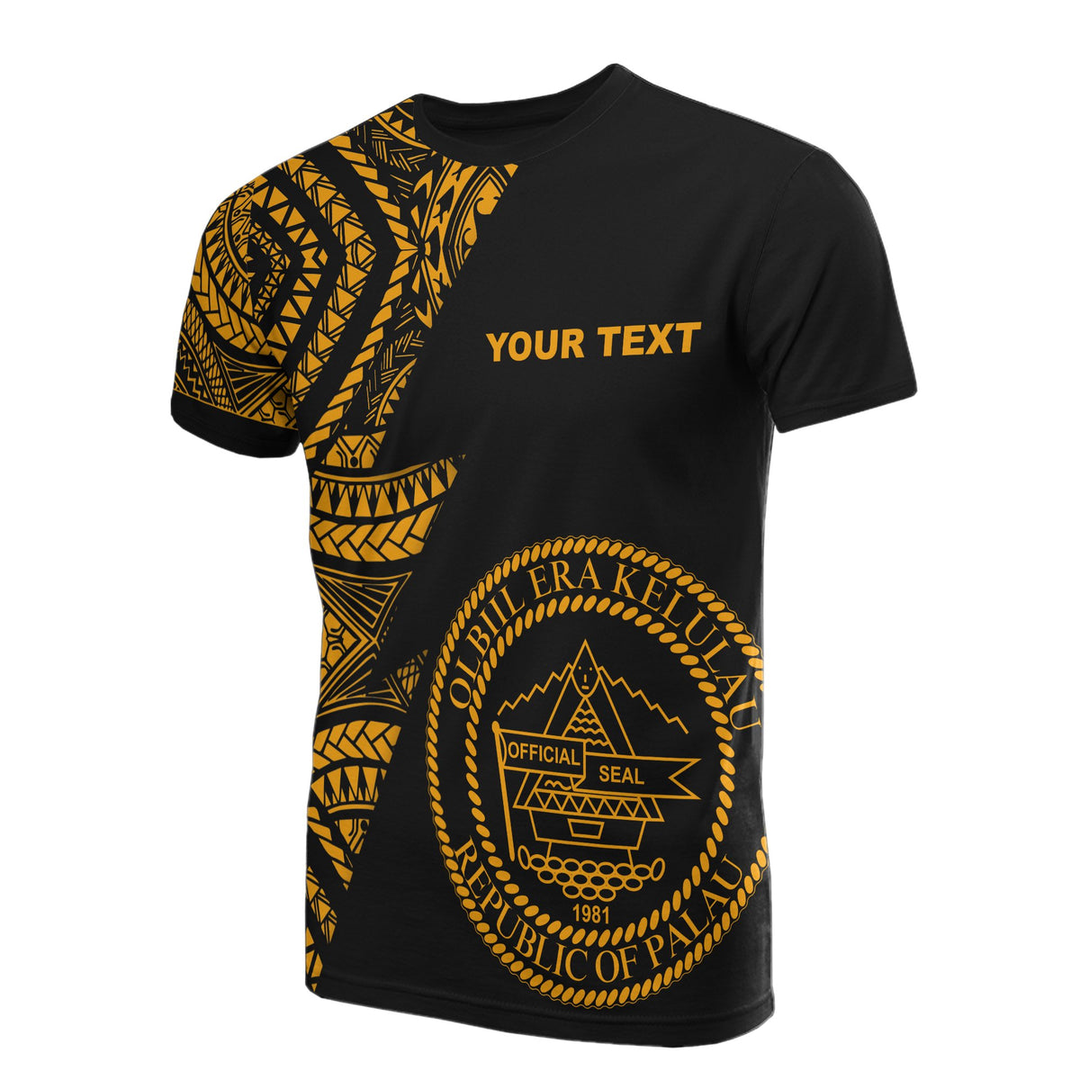 Palau Custom T Shirt Micronesian Pattern Gold Style Unisex Gold - Polynesian Pride