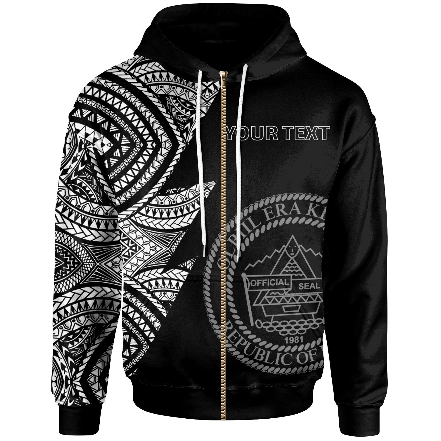 Palau Custom Personalized Zip up Hoodie Flash Style White Unisex White - Polynesian Pride