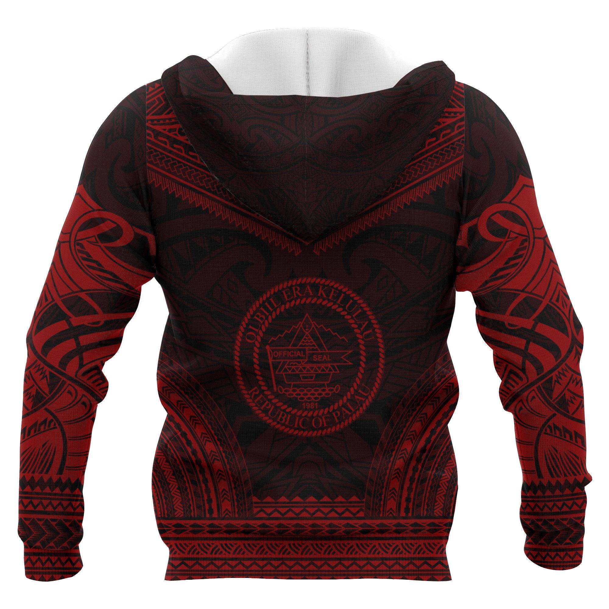 Palau Polynesian Chief Custom Hoodie Red Version Unisex Red - Polynesian Pride