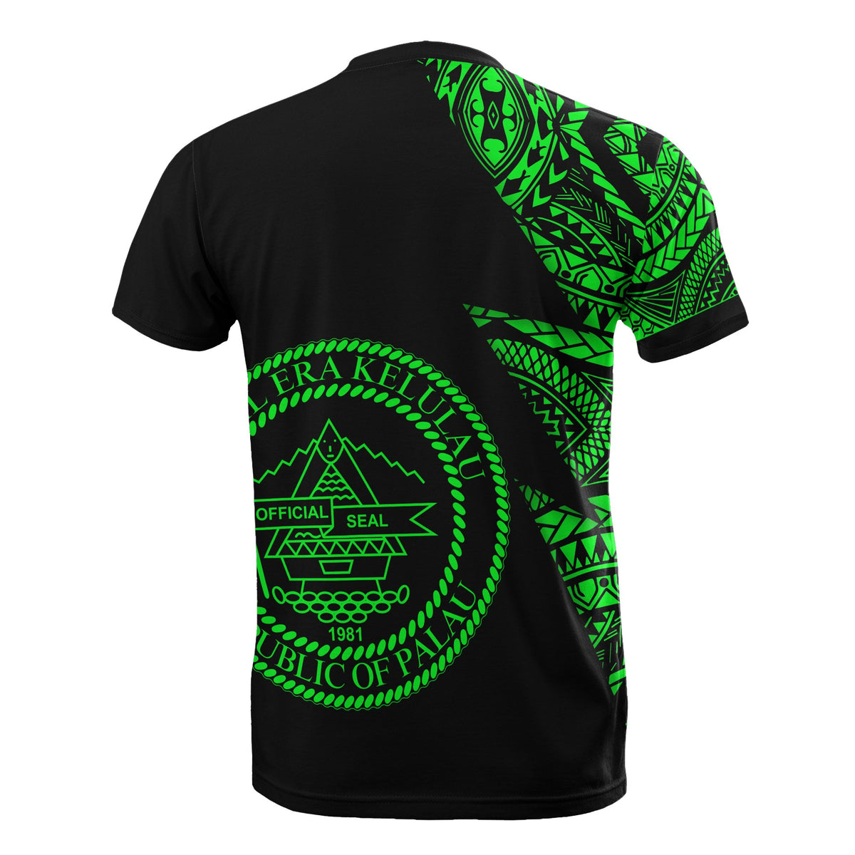 Palau Custom T Shirt Micronesian Pattern Green Style - Polynesian Pride
