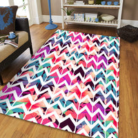 Palm Foliage On Striped Zigzag Area Rug - AH - Polynesian Pride