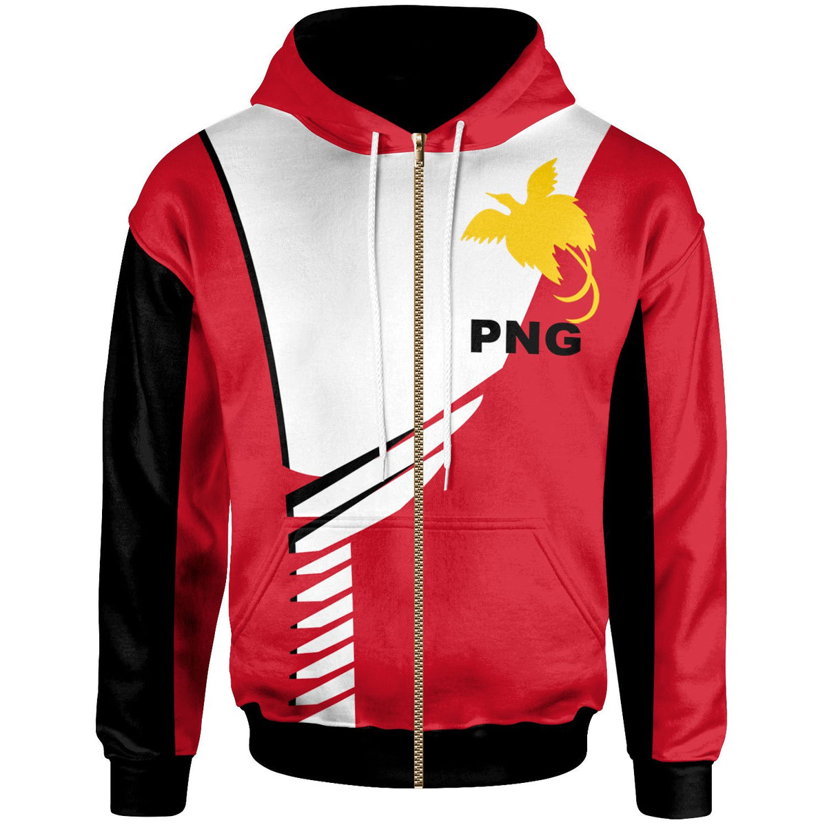 Papua New Guinea Zip Hoodie Athletes Style Unisex Red - Polynesian Pride