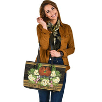 Papua New Guinea Leather Tote - Polynesian Gold Patterns Collection - Polynesian Pride