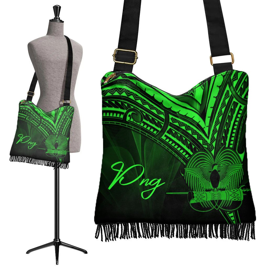 Papua New Guinea Boho Handbag - Green Color Cross Style - Polynesian Pride