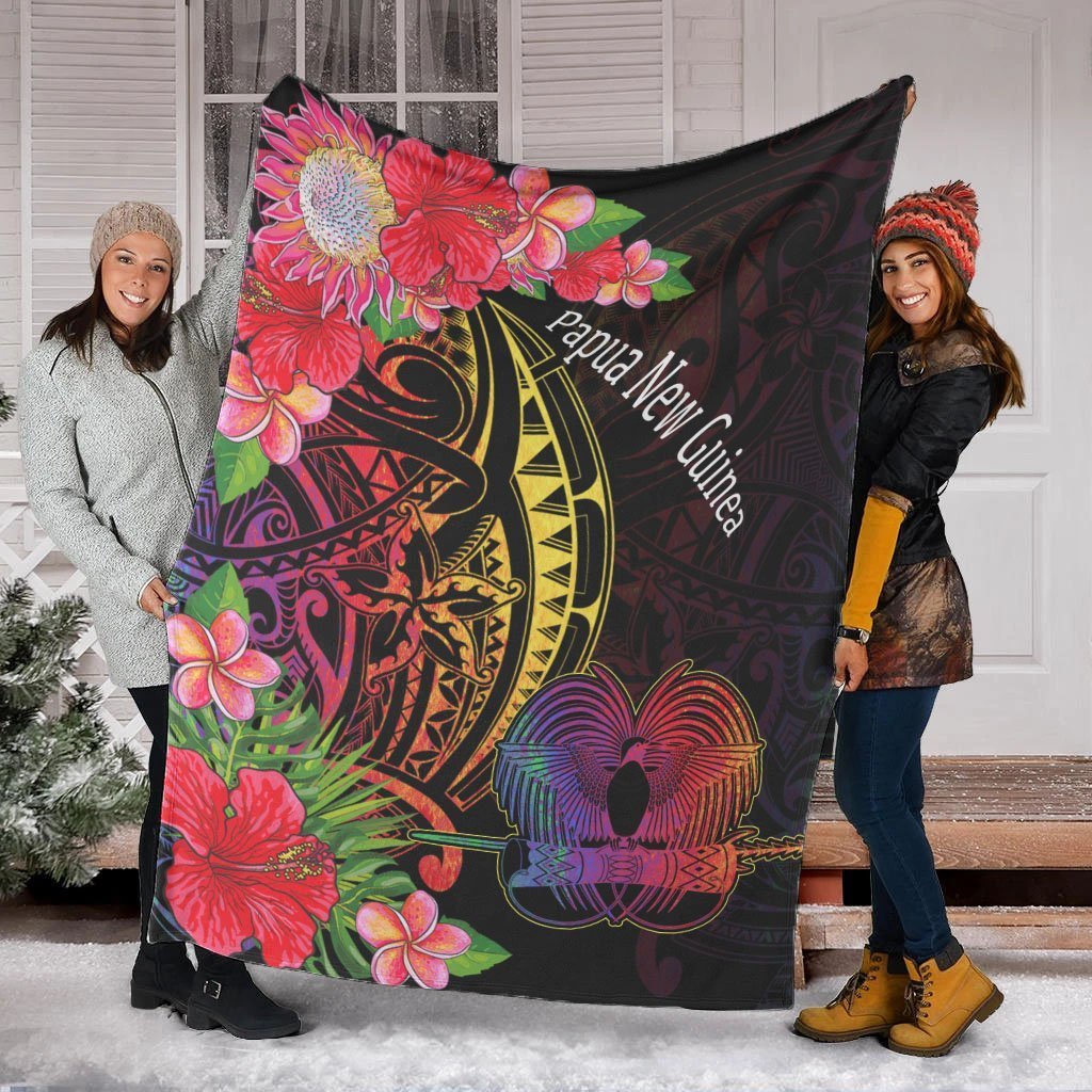 Papua New Guinea Premium Blanket - Tropical Hippie Style - Polynesian Pride