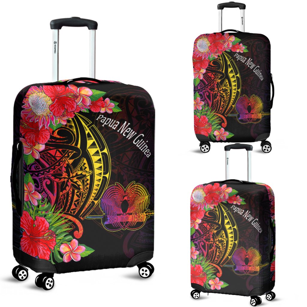 Papua New Guinea Luggage Covers - Tropical Hippie Style Black - Polynesian Pride