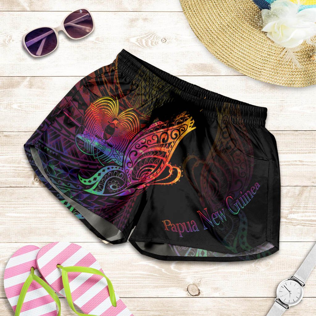 Papua New Guinea Women's Shorts - Butterfly Polynesian Style Women Black - Polynesian Pride