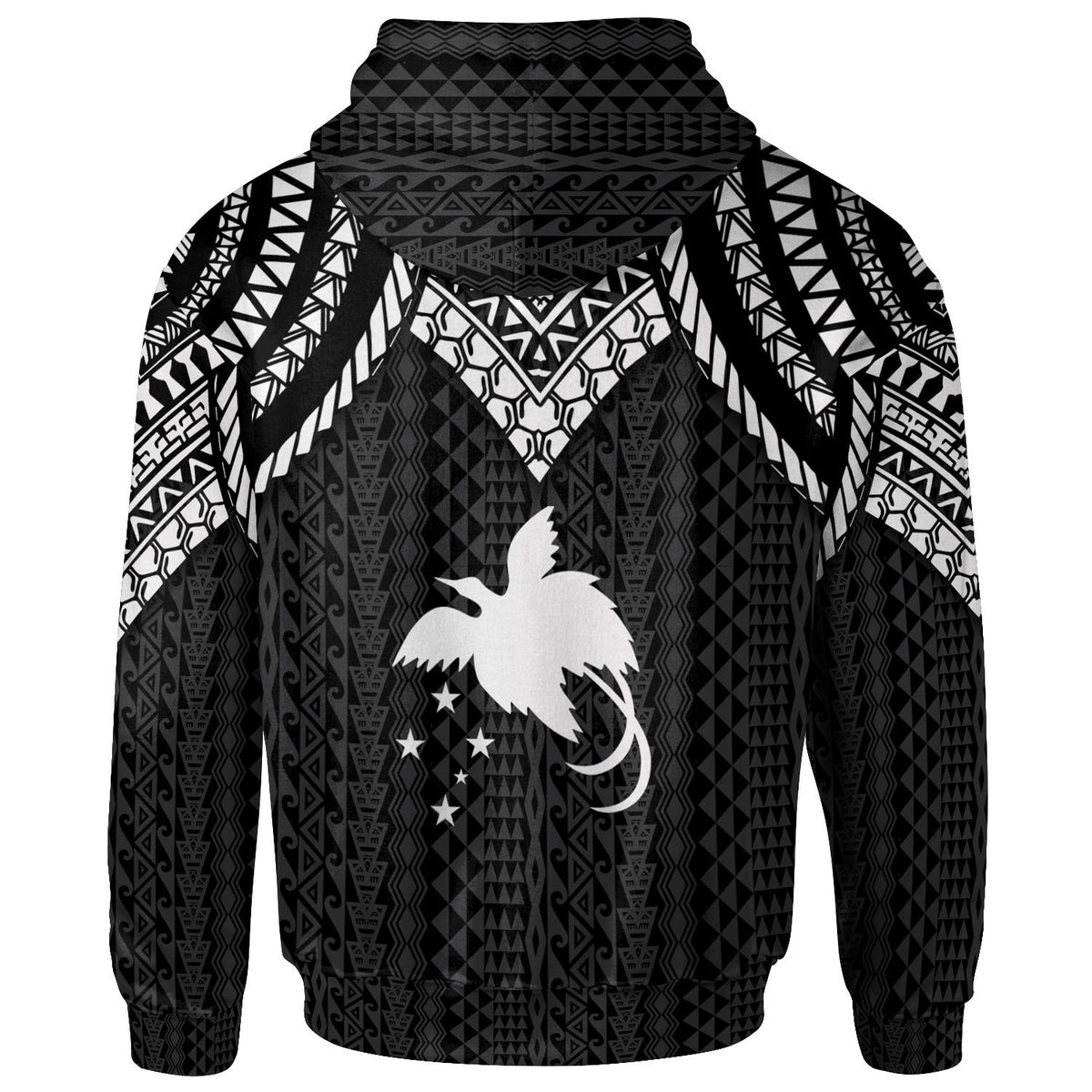 Papua New Guinea Zip up Hoodie Polynesian Armor Style Black - Polynesian Pride