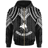 Papua New Guinea Zip up Hoodie Polynesian Armor Style Black Unisex Black - Polynesian Pride