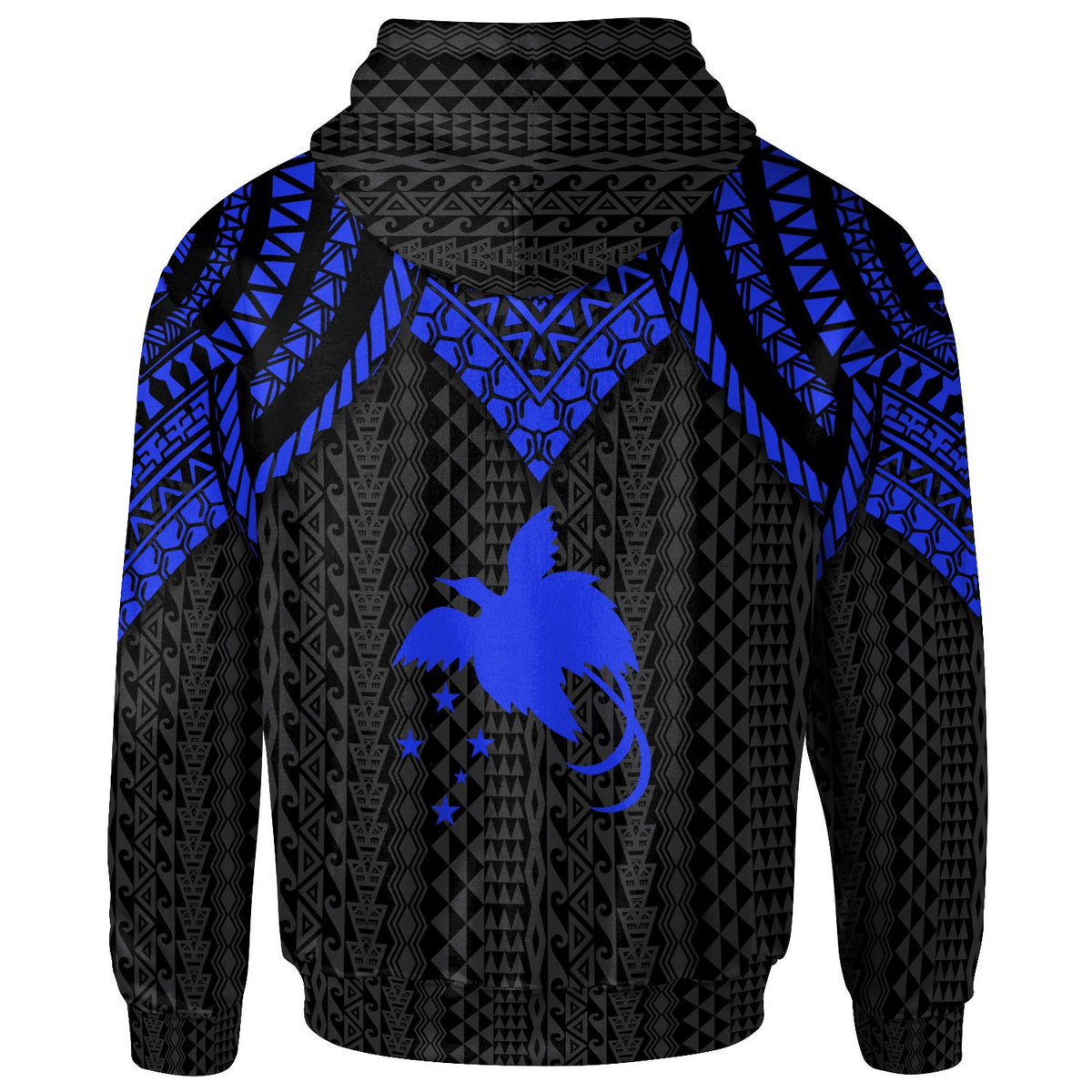Papua New Guinea Custom Hoodie Polynesian Armor Style Blue - Polynesian Pride