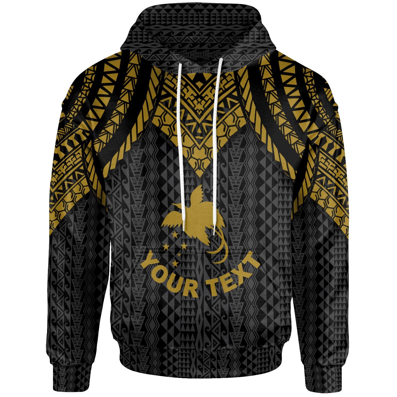 Papua New Guinea Custom Hoodie Polynesian Armor Style Gold Unisex Gold - Polynesian Pride