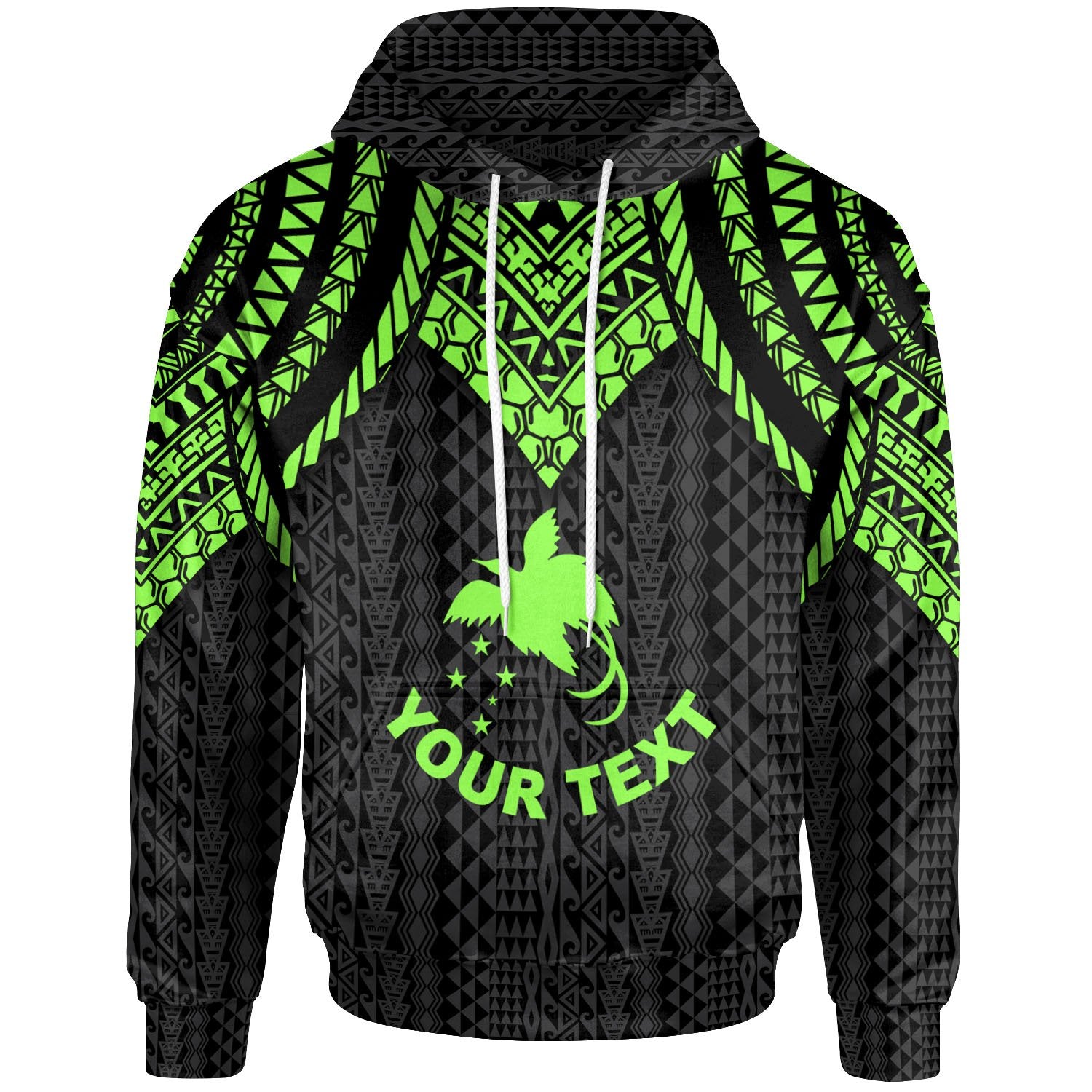 Papua New Guinea Custom Hoodie Polynesian Armor Style Green Unisex Green - Polynesian Pride