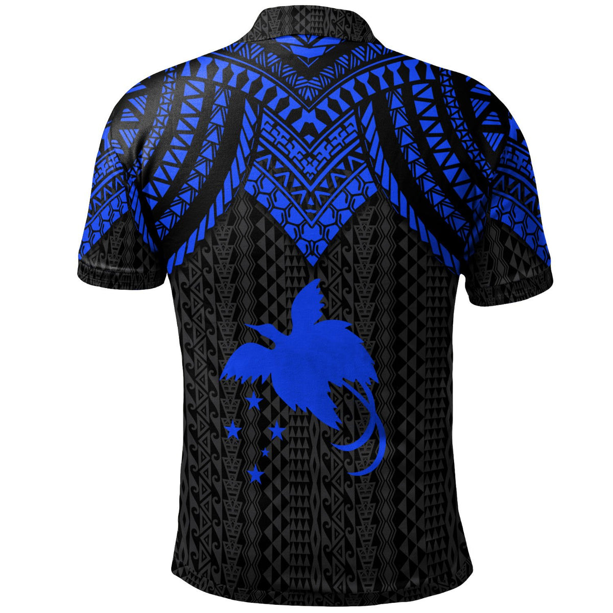 Papua New Guinea Custom Polo Shirt Polynesian Armor Style Blue - Polynesian Pride