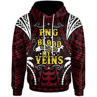 Papua New Guinea Hoodie Blood Runs Through My Veins Style Flag Unisex Red - Polynesian Pride