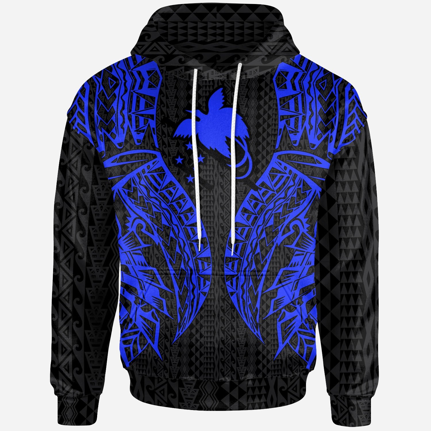 Papua New Guinea Hoodie Polynesian Lion Head Blue Style Unisex Blue - Polynesian Pride