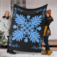 Hawaiian Quilt Maui Plant And Hibiscus Premium Blanket - Pastel Black - AH - Polynesian Pride