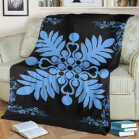 Hawaiian Quilt Maui Plant And Hibiscus Premium Blanket - Pastel Black - AH - Polynesian Pride